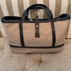 NEW Maxx Tote Handbag Natural & Brown Faux Leather Medium